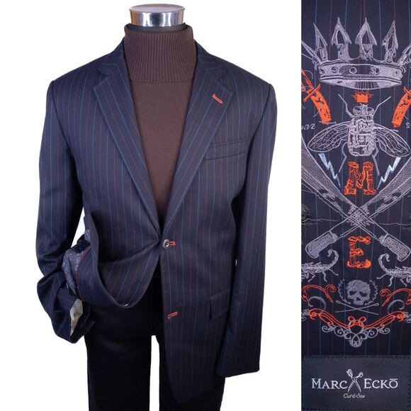 Marc Ecko Sport Coat Casual Jacket with embroidered Pattern on back large - Picture 1 of 16
